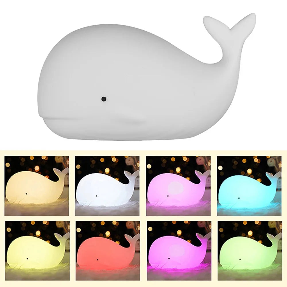 ALI BABAS LED Night Light Cute Whale Cartoon animals Silicone Lamp for Children Kid Touch Sensor