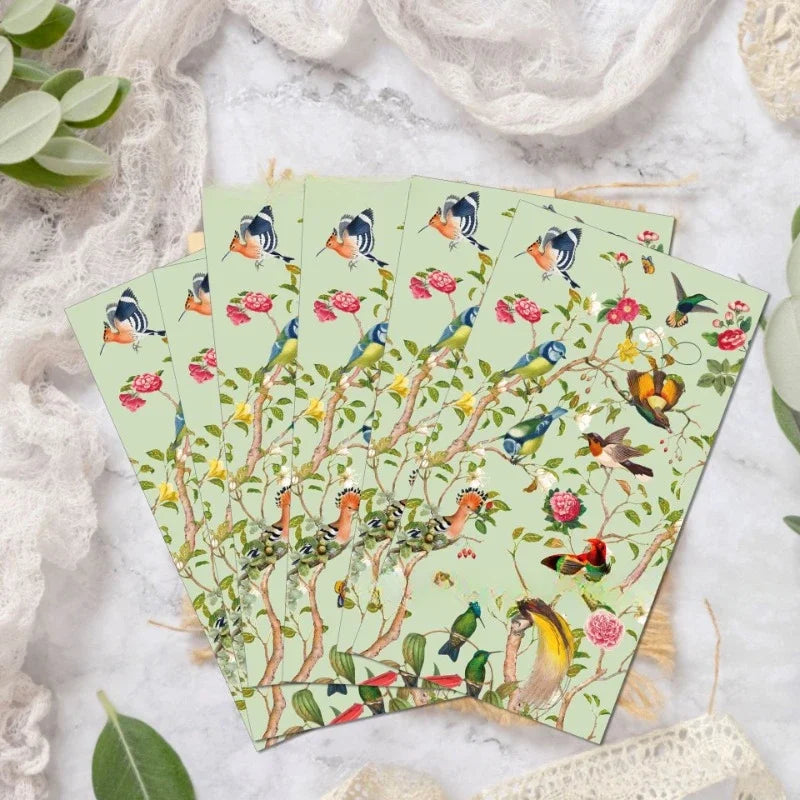 20pcs/Pac 33*40cm 2-Ply Vintage Flower Bush Birds Wedding Long Tissue Paper Party Disposable Paper Butterfly Bone Bart Paper