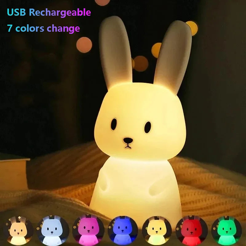 ALI BABAS LED Night Light Cute Whale Cartoon animals Silicone Lamp for Children Kid Touch Sensor