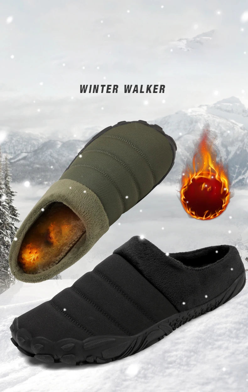 New Men Slippers Winter Warm Cotton Slipper Home Plush Shoes Couple Flats Soft Waterproof Lightweight Slides Non-Slip Shoes