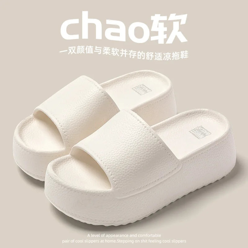 6cm New Thick Sole EVA Slippers for Women Fashion Home Platform Slippers for Summer Outwear Non Slip Elevated Slippers for Women