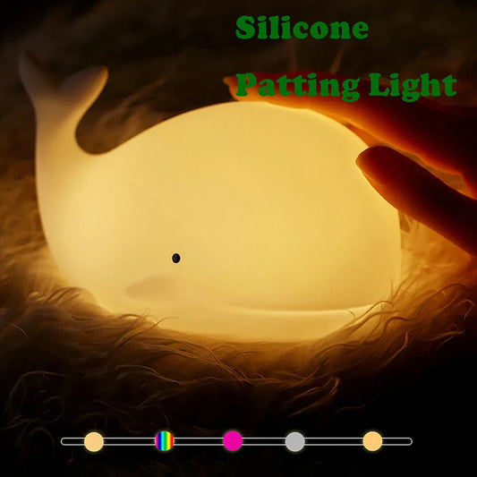 ALI BABAS LED Night Light Cute Whale Cartoon animals Silicone Lamp for Children Kid Touch Sensor