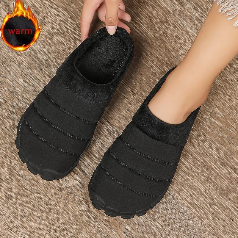 New Men Slippers Winter Warm Cotton Slipper Home Plush Shoes Couple Flats Soft Waterproof Lightweight Slides Non-Slip Shoes