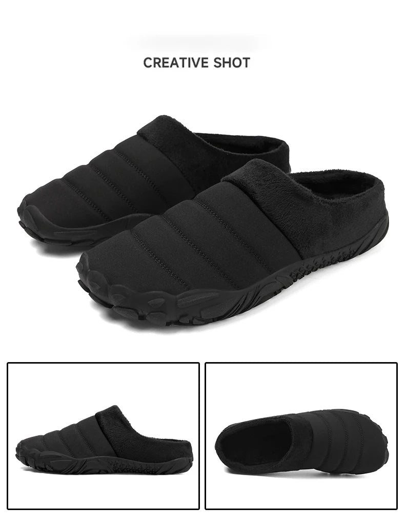 New Men Slippers Winter Warm Cotton Slipper Home Plush Shoes Couple Flats Soft Waterproof Lightweight Slides Non-Slip Shoes