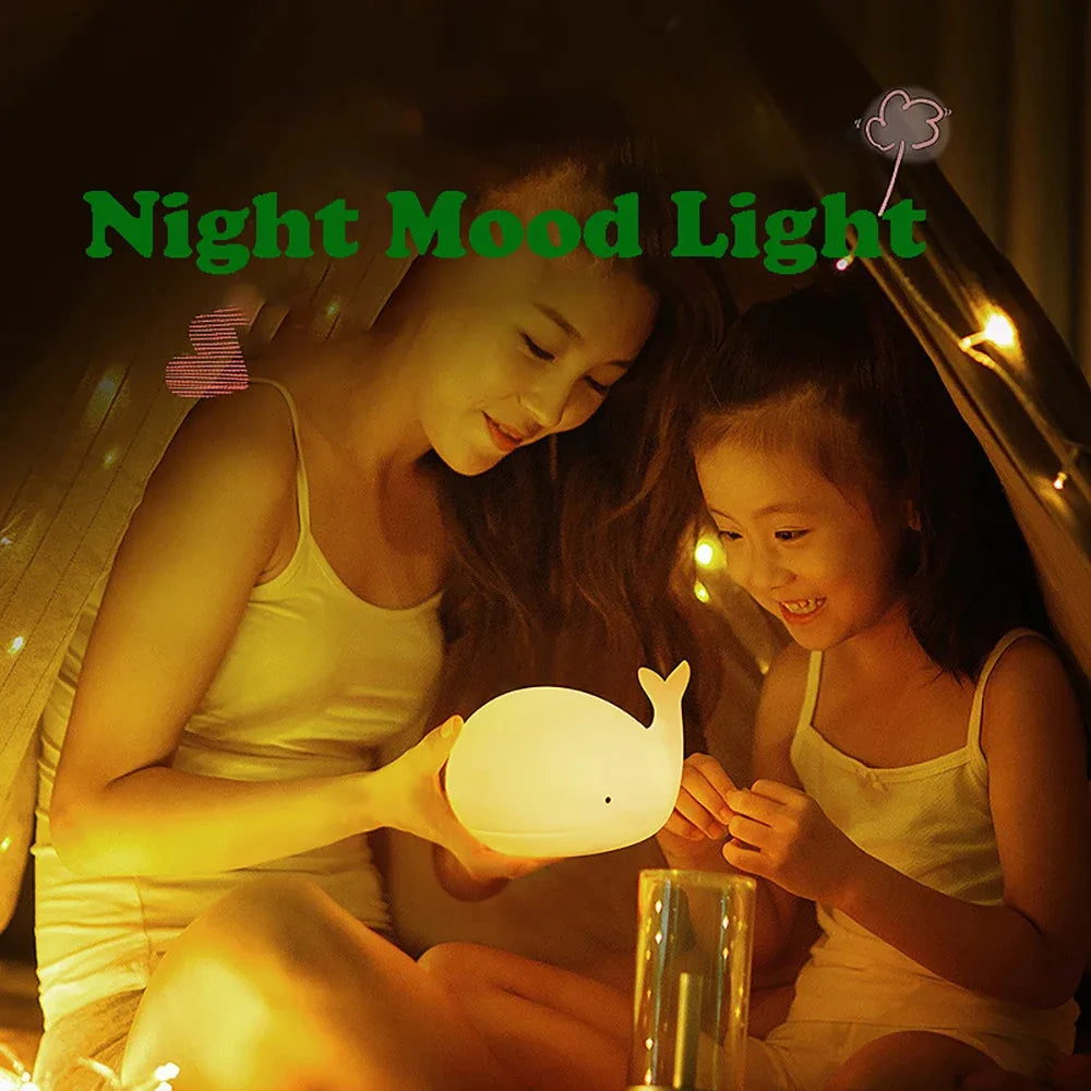 ALI BABAS LED Night Light Cute Whale Cartoon animals Silicone Lamp for Children Kid Touch Sensor