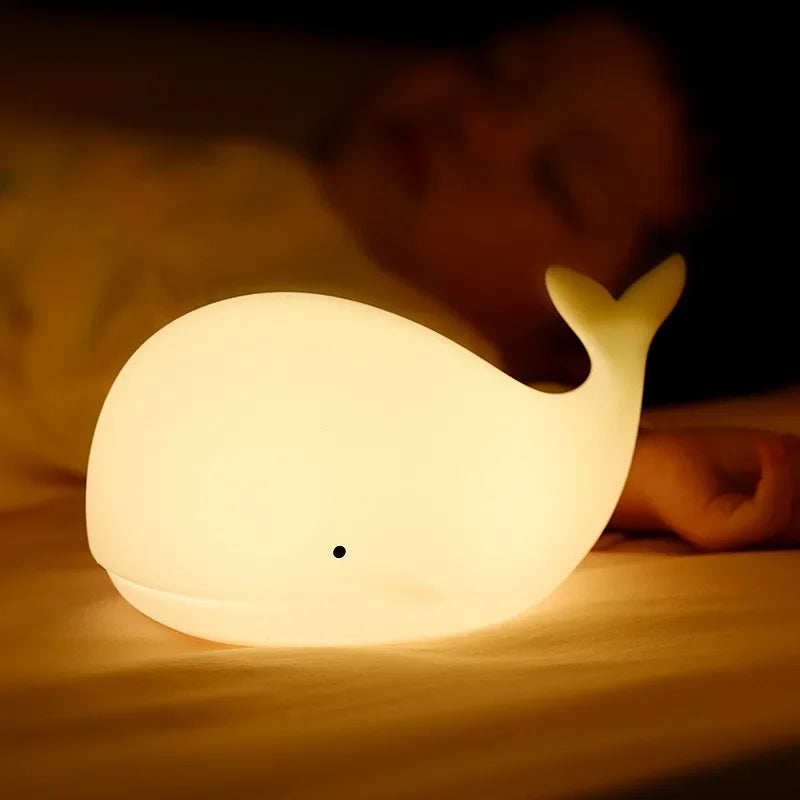 ALI BABAS LED Night Light Cute Whale Cartoon animals Silicone Lamp for Children Kid Touch Sensor