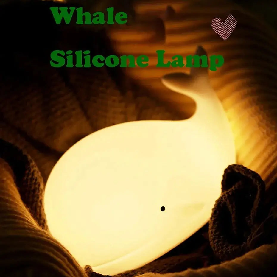 ALI BABAS LED Night Light Cute Whale Cartoon animals Silicone Lamp for Children Kid Touch Sensor