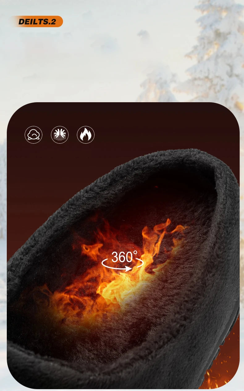 New Men Slippers Winter Warm Cotton Slipper Home Plush Shoes Couple Flats Soft Waterproof Lightweight Slides Non-Slip Shoes