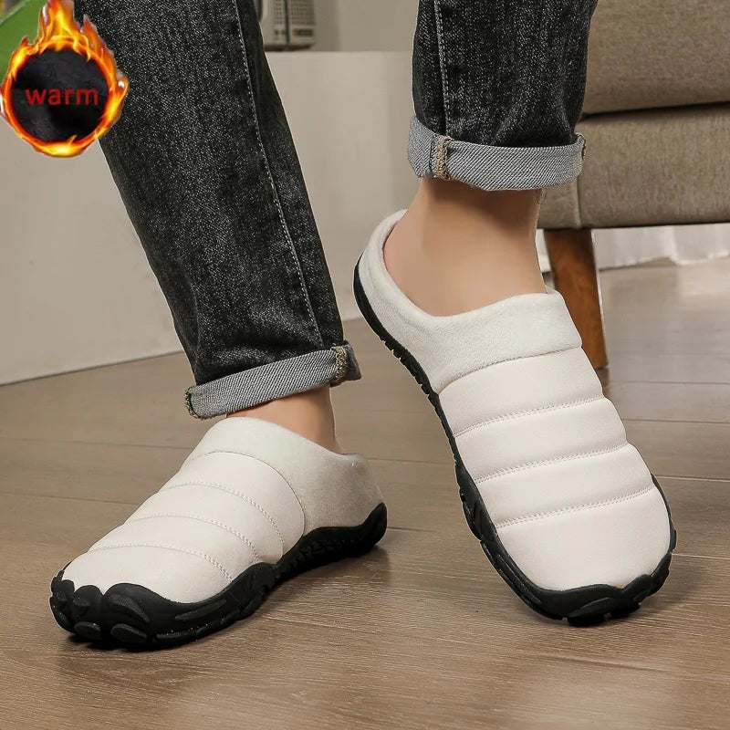New Men Slippers Winter Warm Cotton Slipper Home Plush Shoes Couple Flats Soft Waterproof Lightweight Slides Non-Slip Shoes