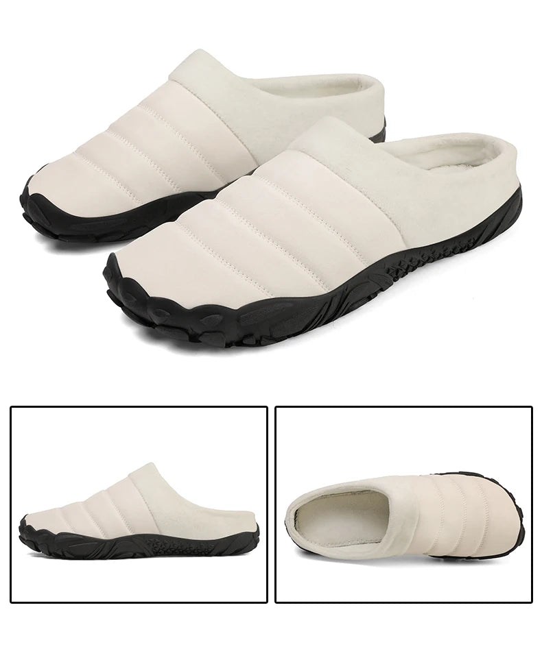 New Men Slippers Winter Warm Cotton Slipper Home Plush Shoes Couple Flats Soft Waterproof Lightweight Slides Non-Slip Shoes