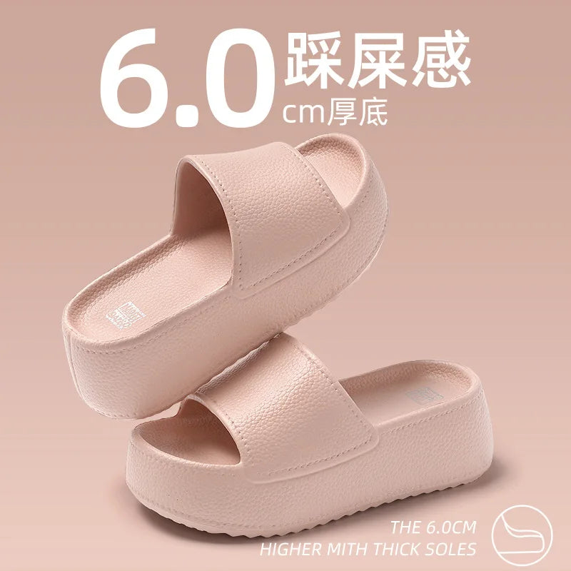 6cm New Thick Sole EVA Slippers for Women Fashion Home Platform Slippers for Summer Outwear Non Slip Elevated Slippers for Women
