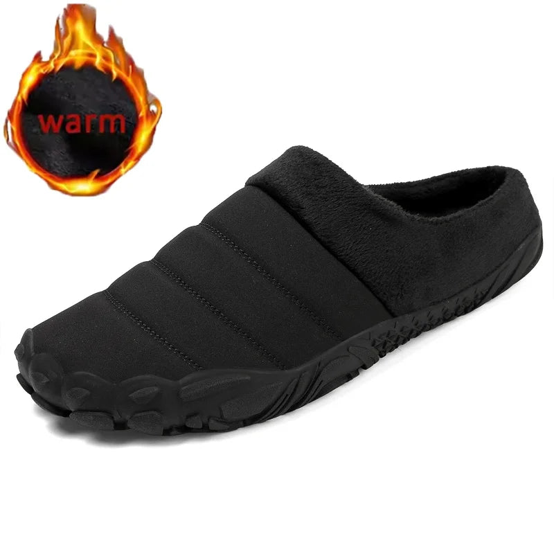 New Men Slippers Winter Warm Cotton Slipper Home Plush Shoes Couple Flats Soft Waterproof Lightweight Slides Non-Slip Shoes