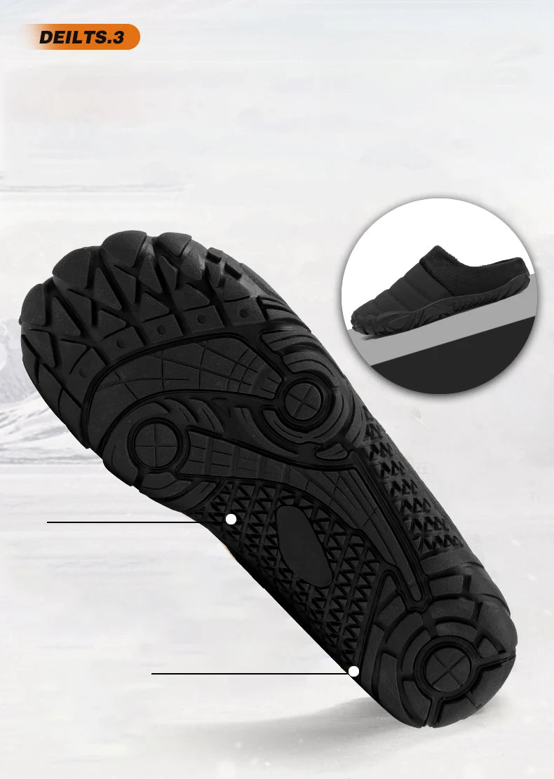 New Men Slippers Winter Warm Cotton Slipper Home Plush Shoes Couple Flats Soft Waterproof Lightweight Slides Non-Slip Shoes