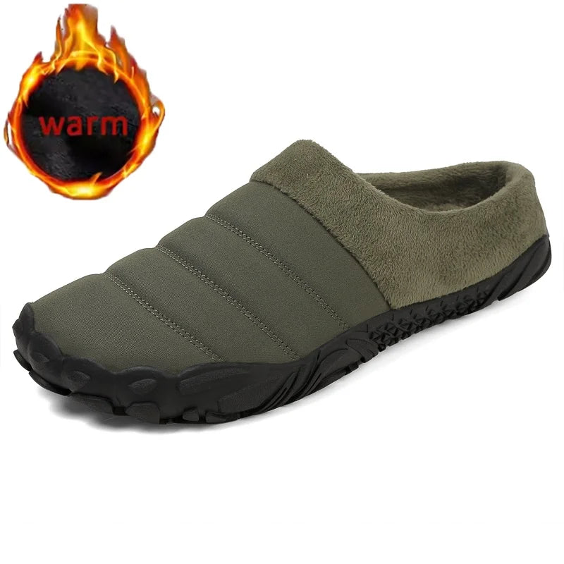 New Men Slippers Winter Warm Cotton Slipper Home Plush Shoes Couple Flats Soft Waterproof Lightweight Slides Non-Slip Shoes
