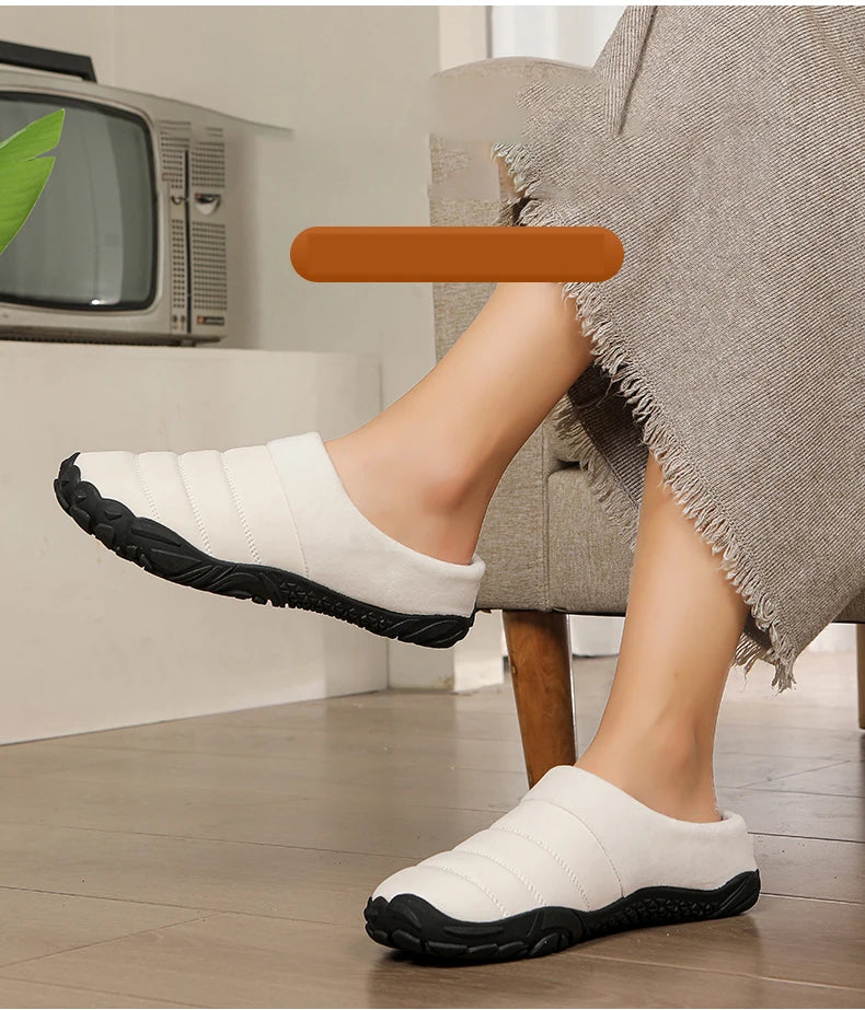 New Men Slippers Winter Warm Cotton Slipper Home Plush Shoes Couple Flats Soft Waterproof Lightweight Slides Non-Slip Shoes