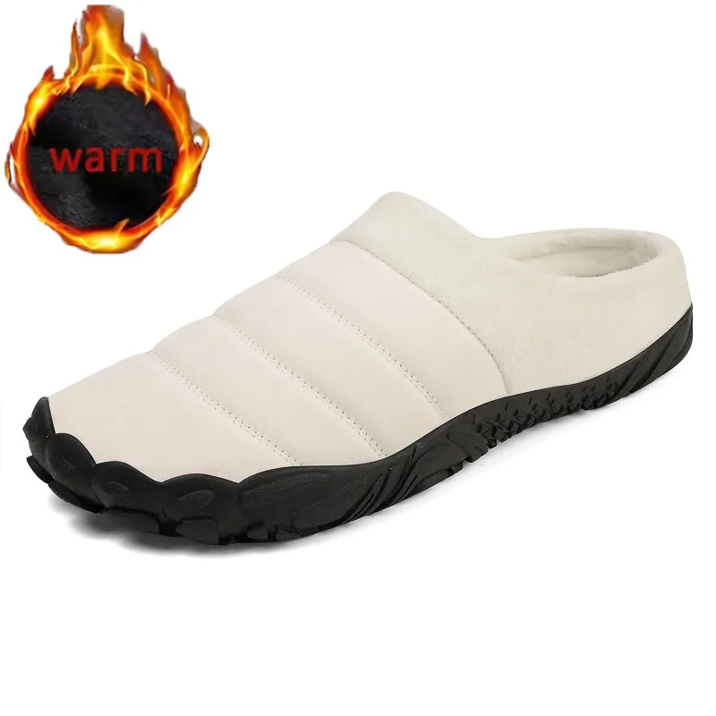 New Men Slippers Winter Warm Cotton Slipper Home Plush Shoes Couple Flats Soft Waterproof Lightweight Slides Non-Slip Shoes