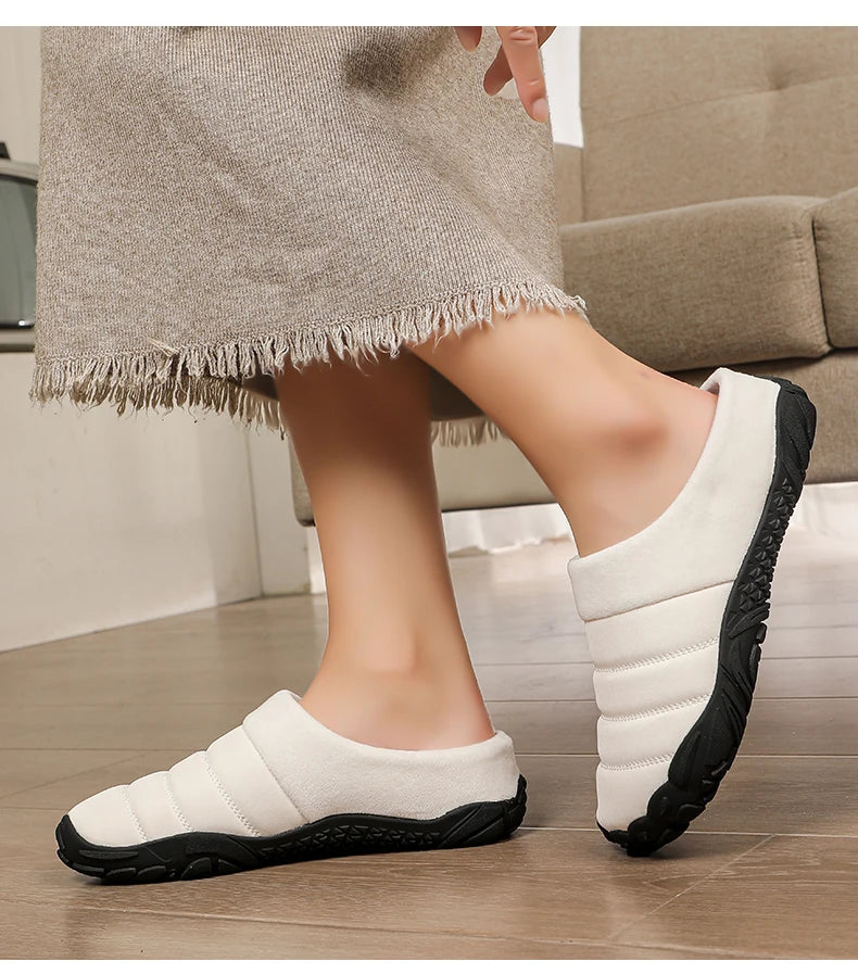 New Men Slippers Winter Warm Cotton Slipper Home Plush Shoes Couple Flats Soft Waterproof Lightweight Slides Non-Slip Shoes