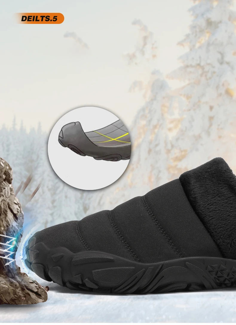 New Men Slippers Winter Warm Cotton Slipper Home Plush Shoes Couple Flats Soft Waterproof Lightweight Slides Non-Slip Shoes