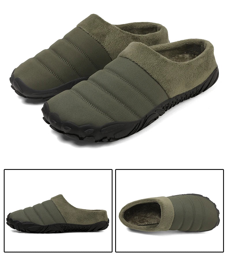 New Men Slippers Winter Warm Cotton Slipper Home Plush Shoes Couple Flats Soft Waterproof Lightweight Slides Non-Slip Shoes