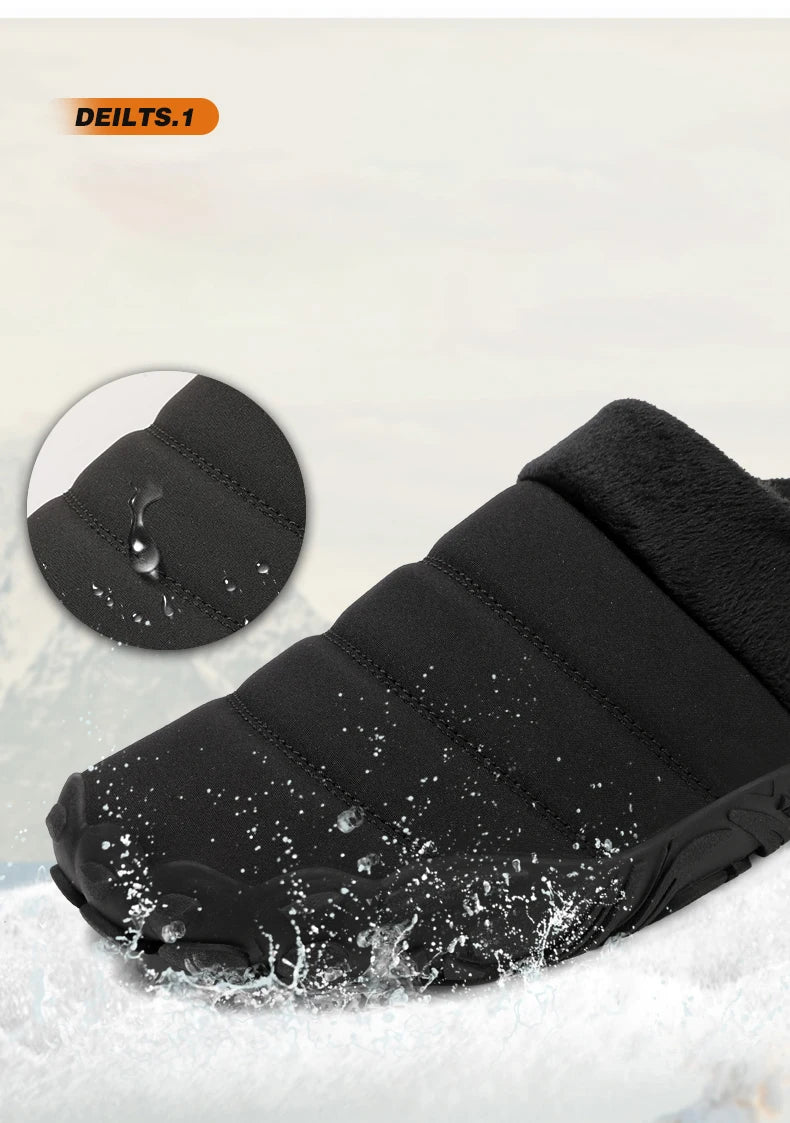 New Men Slippers Winter Warm Cotton Slipper Home Plush Shoes Couple Flats Soft Waterproof Lightweight Slides Non-Slip Shoes